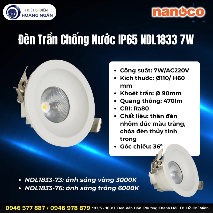 Đèn Trần Chống Nước IP65 NDL1833 Nanoco