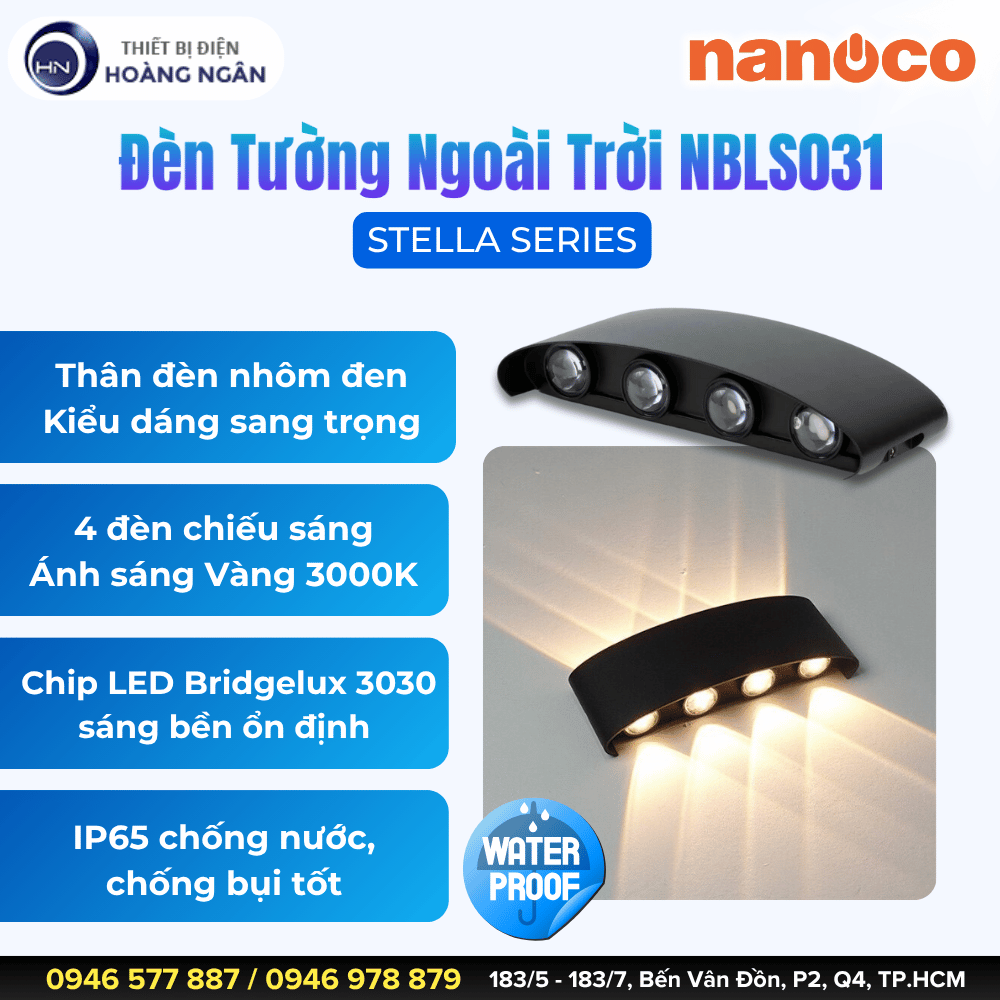 Đèn Tường Ngoài Trời Nanoco NBLS031