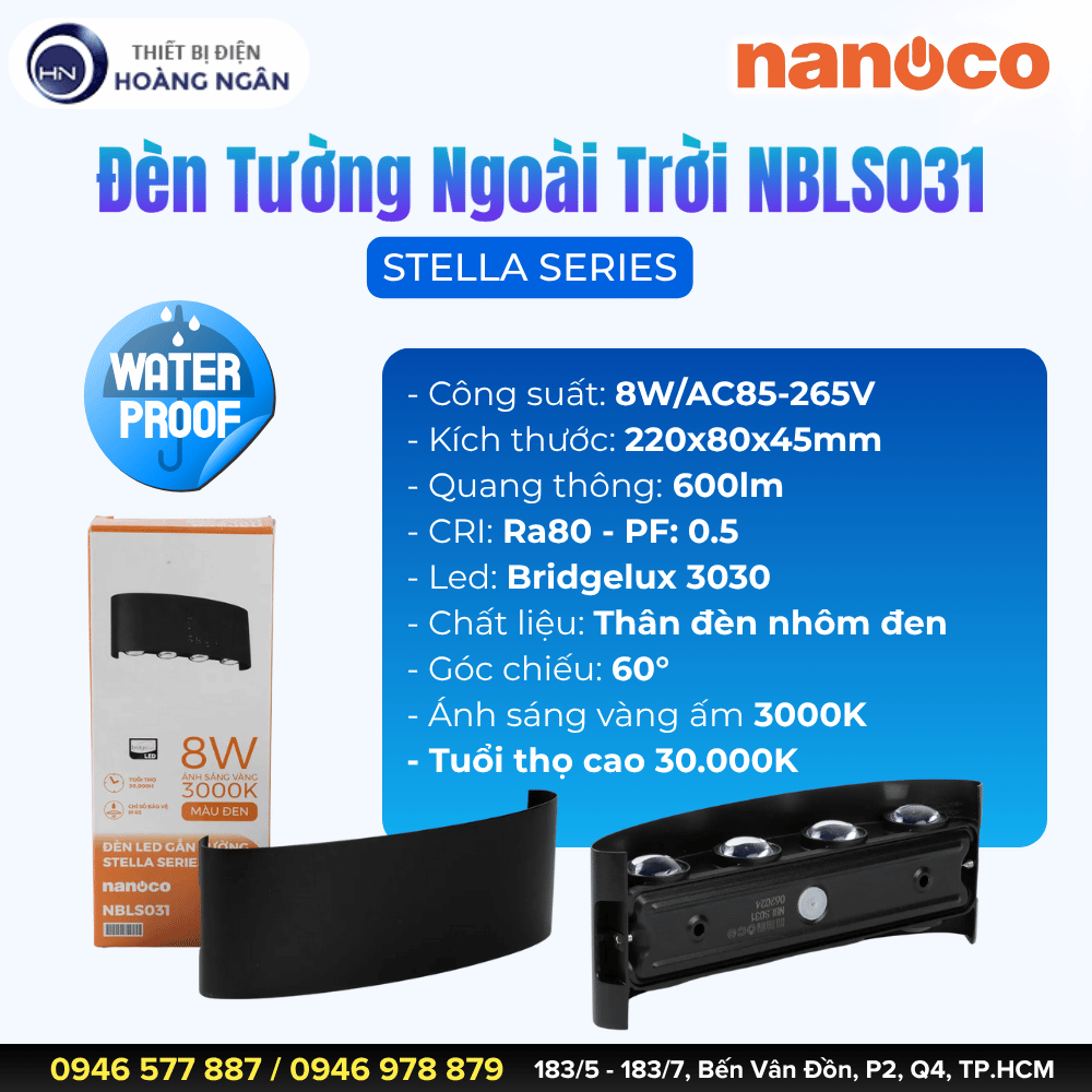 Đèn Tường Ngoài Trời Nanoco NBLS031