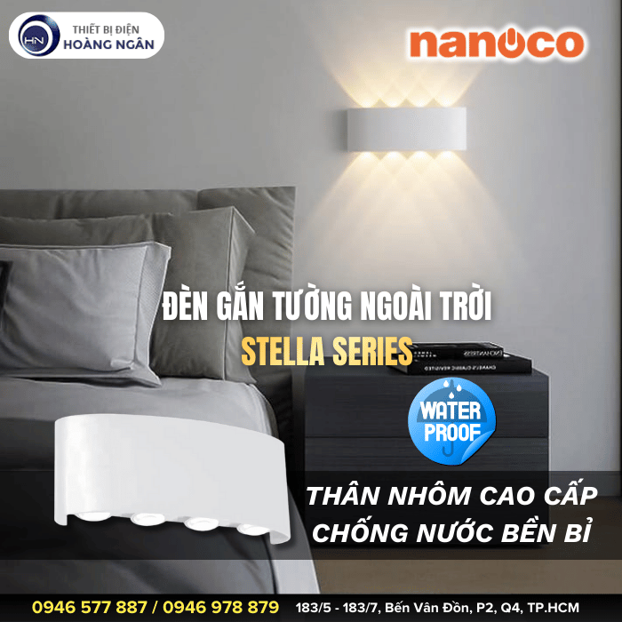 Đèn Tường Ngoài Trời Nanoco NBLS031W - Stella Series