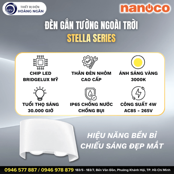 Đèn Gắn Tường Ngoài Trời Nanoco - Stella Series NBLS015W