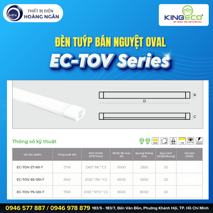 Đèn Tuýp Bán Nguyệt Oval EC-TOV Series KingEco