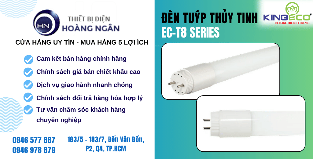 Đèn Tuýp LED 1m2 Thủy Tinh EC-T8 KingEco