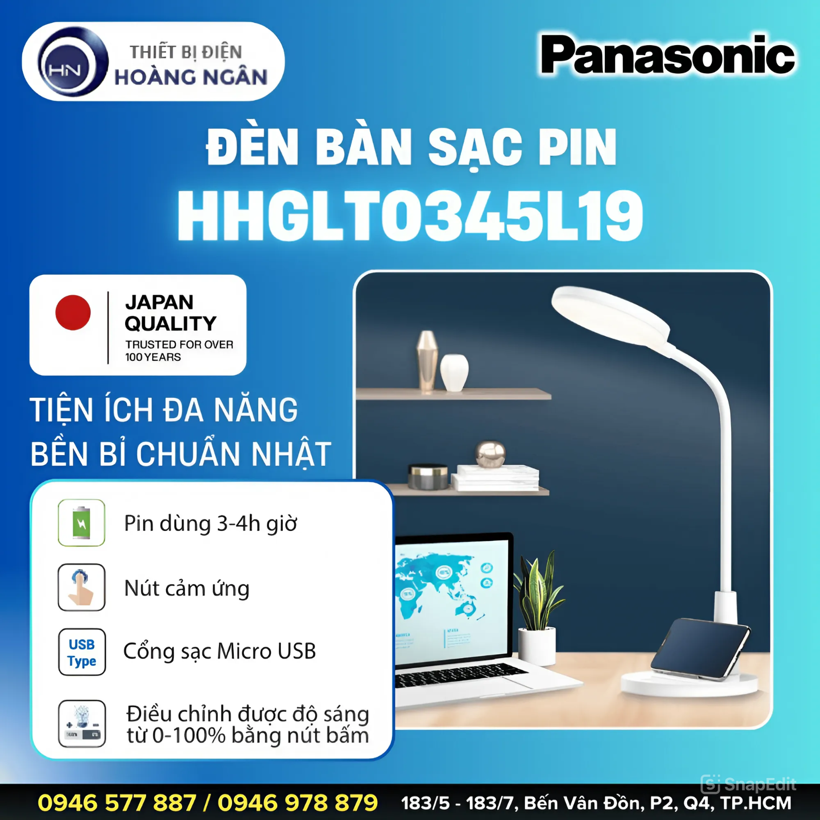 Đèn Học Dùng Pin Sạc Panasonic HHGLT0345L19