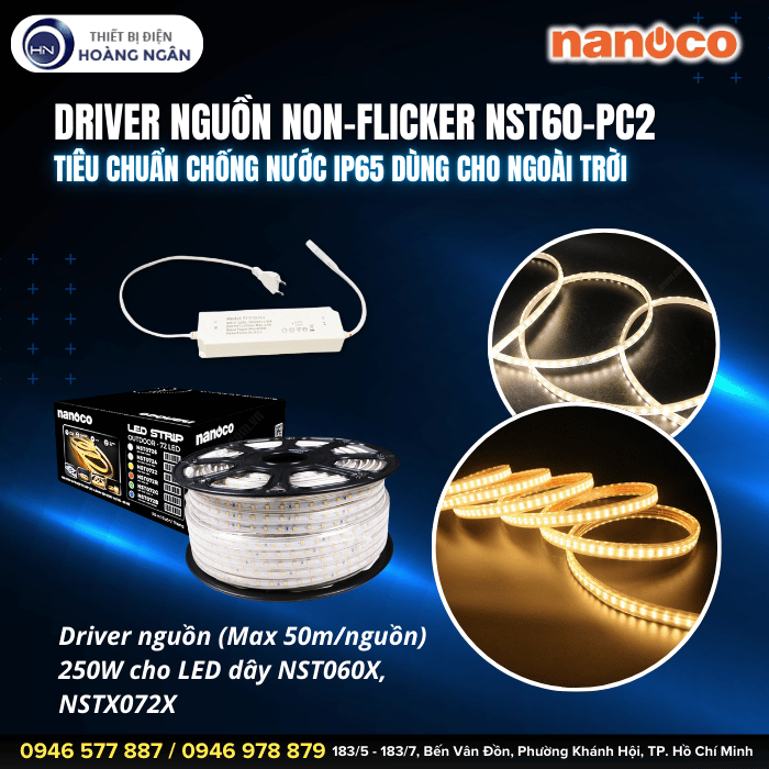 Driver Nguồn Non-Flicker NST60-PC2 (Max 50mnguồn) 400W Cho Đèn LED Dây NST060X, NSTX072X