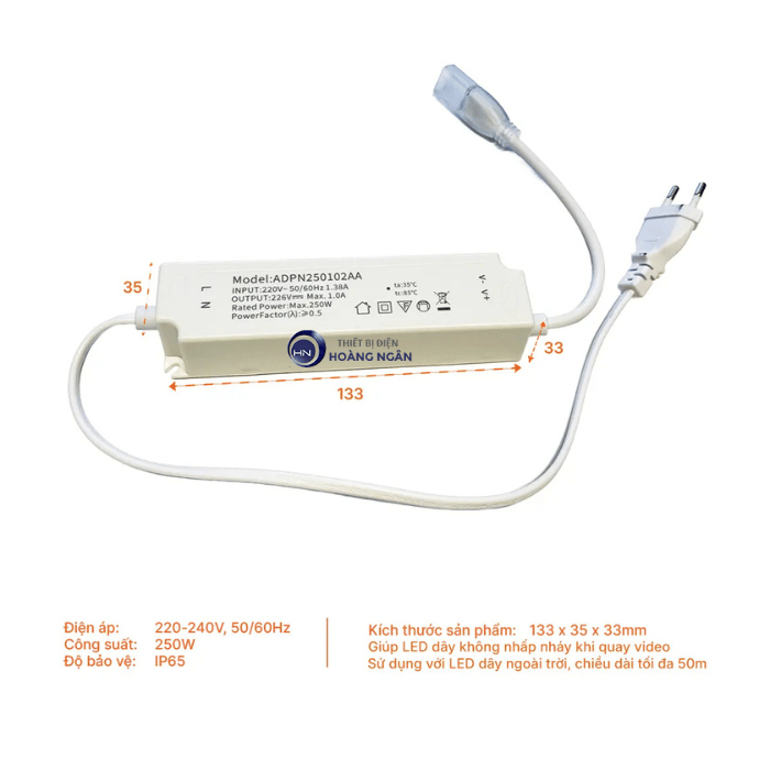 Driver Nguồn Non-Flicker NST60-PC2 (Max 50m/nguồn) 400W Cho Đèn LED Dây NST060X, NSTX072X