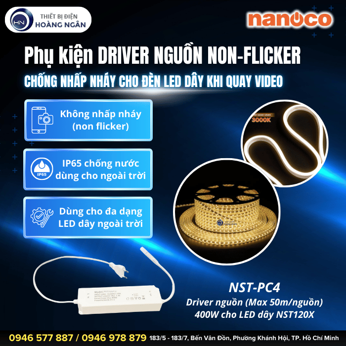 Driver nguồn NST-PC4 (Max 50mnguồn) 400W cho LED dây NST120X