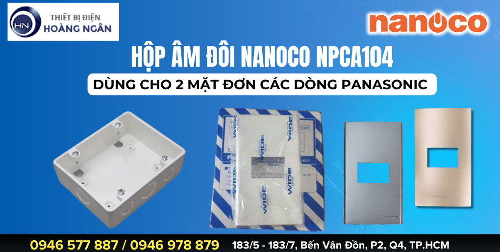 Hộp âm đôi Nanoco NPCA104 được thiết kế nhỏ gọn, chắc chắn, phù hợp để lắp đặt với các mặt đơn cao cấp của Panasonic. Sản phẩm làm từ nhựa PV chống cháy, chống giật, chịu lực tốt, giúp đảm bảo an toàn và tăng độ bền cho các thiết bị điện. Với gam màu trắng tinh tế, nắp đậy vừa vặn, hộp âm Nanoco không chỉ giúp sắp xếp dây điện gọn gàng mà còn tạo tính thẩm mỹ cao cho không gian lắp đặt.