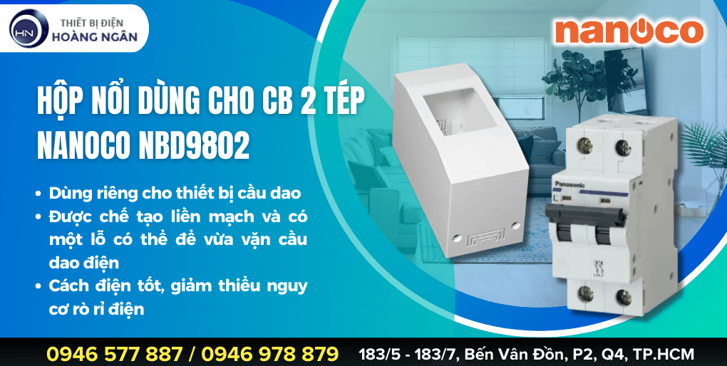 Hộp Nổi Dùng Cho CB 2 Tép Nanoco NBD9802