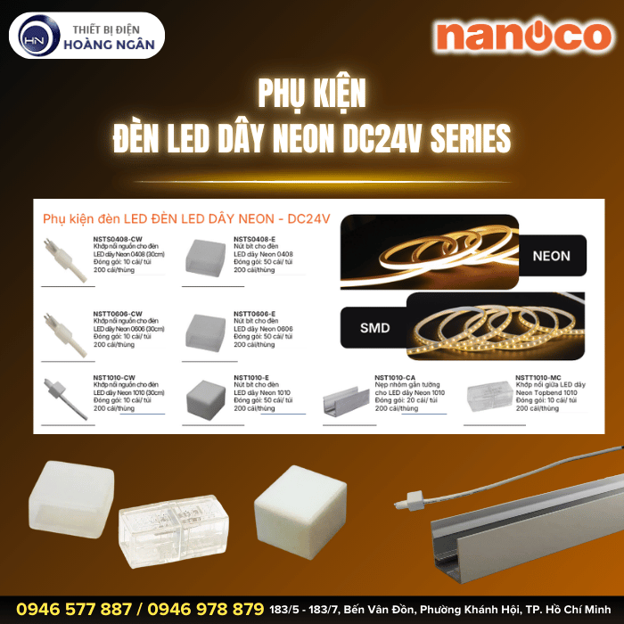 Phụ kiện đèn LED dây Neon DC24V Nanoco NSTS0408-E