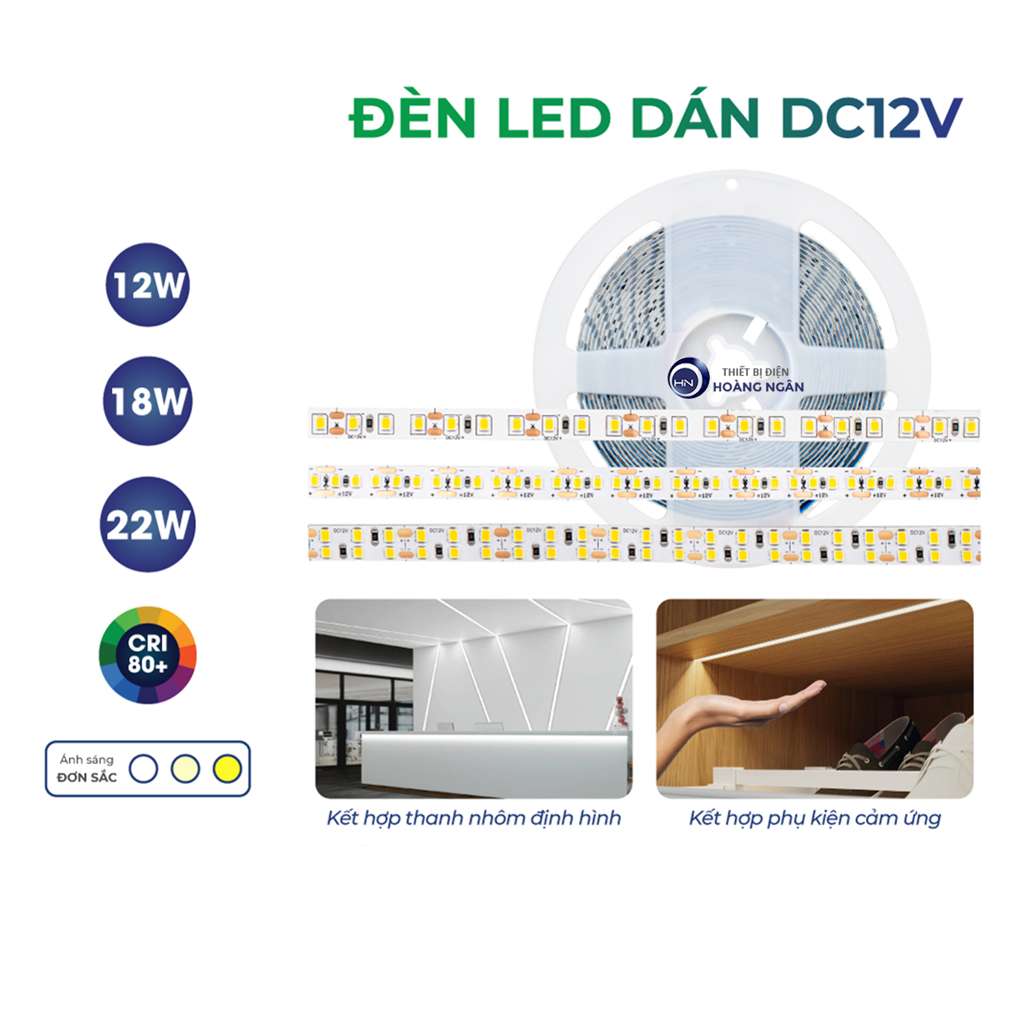 Đèn LED Dây Trong Nhà DC12V Loại 240 LED/Mét - IP20 KINGLED | Công Suất 22W/Mét