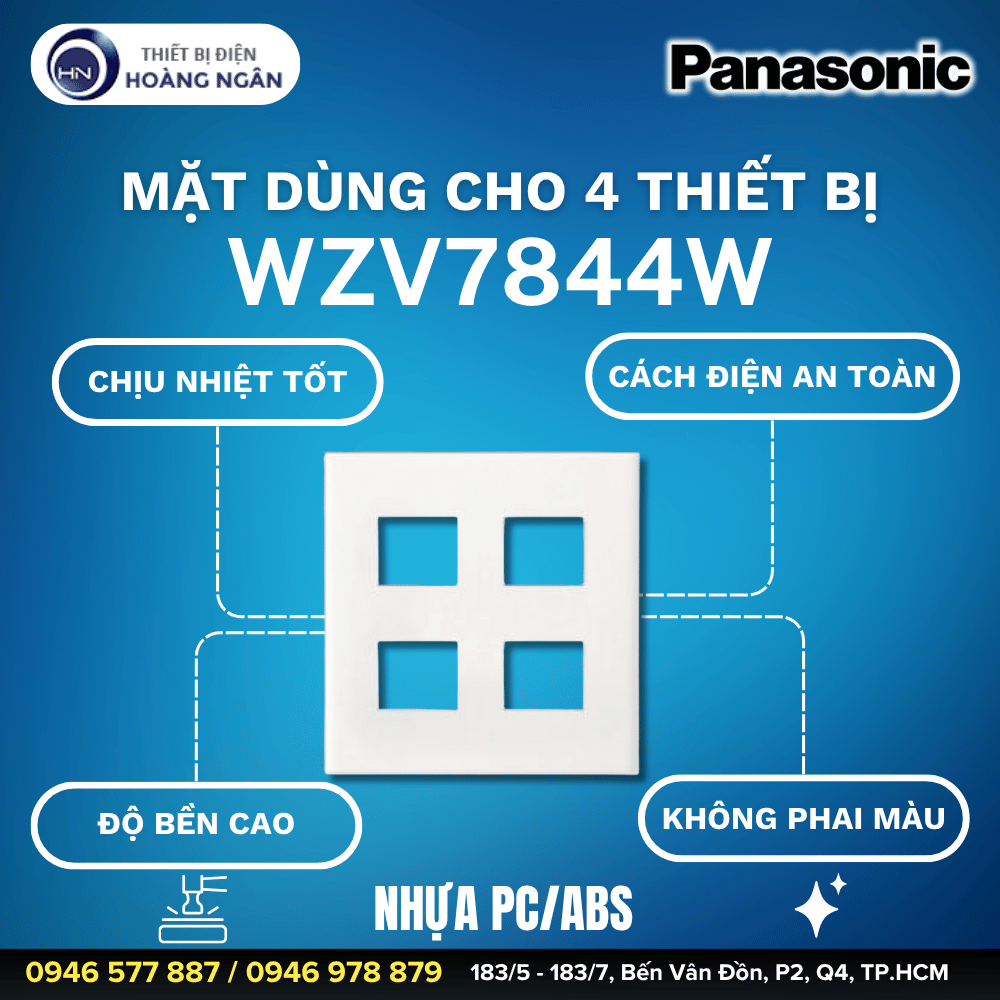 Mặt Công Tắc Panasonic Dùng Cho 4 Thiết Bị WZV7844W