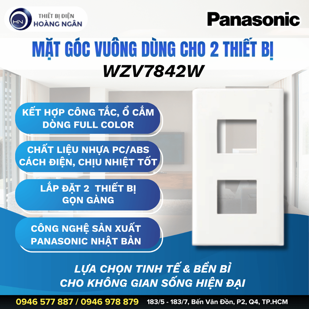 Mặt Góc Vuông Dùng Cho 2 Thiết Bị Panasonic WZV7842W
