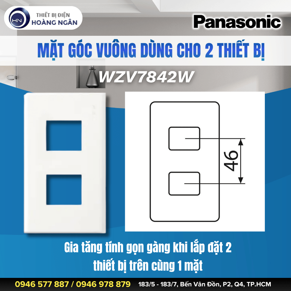 Mặt Góc Vuông Dùng Cho 2 Thiết Bị Panasonic WZV7842W