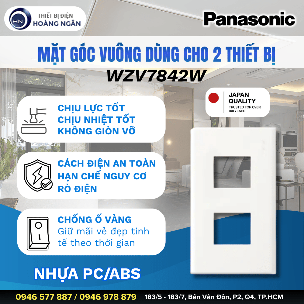 Mặt Góc Vuông Dùng Cho 2 Thiết Bị Panasonic WZV7842W