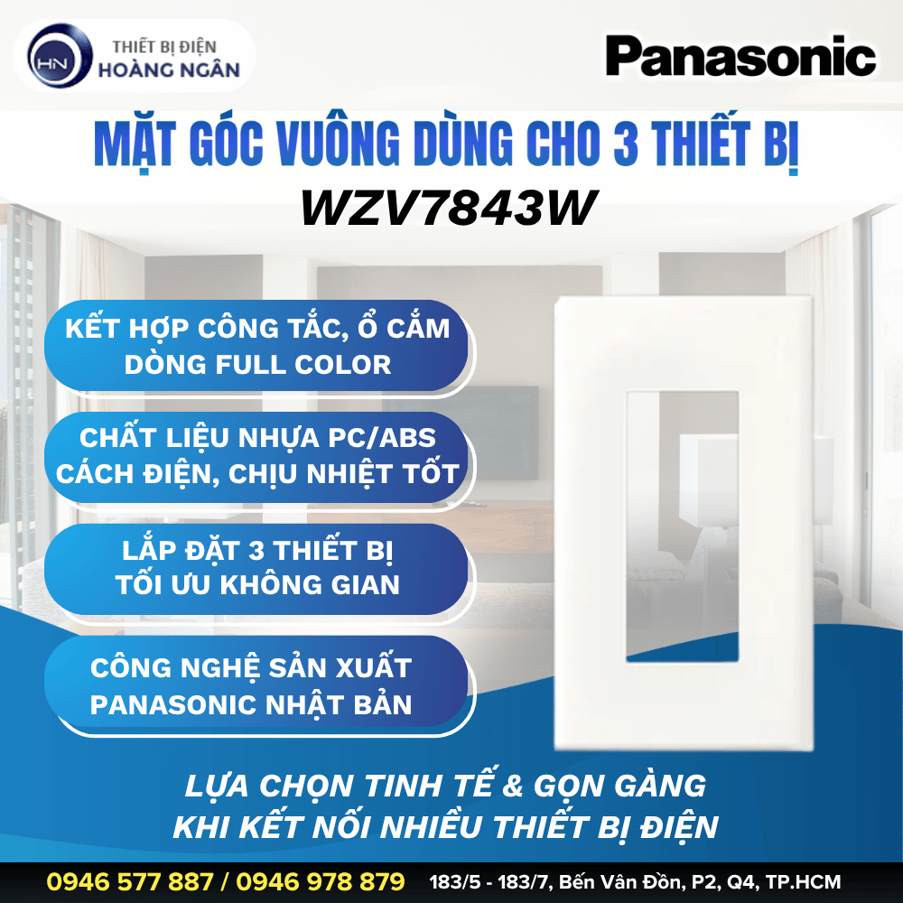 Mặt Góc Vuông Dùng Cho 3 Thiết Bị Panasonic WZV7843W