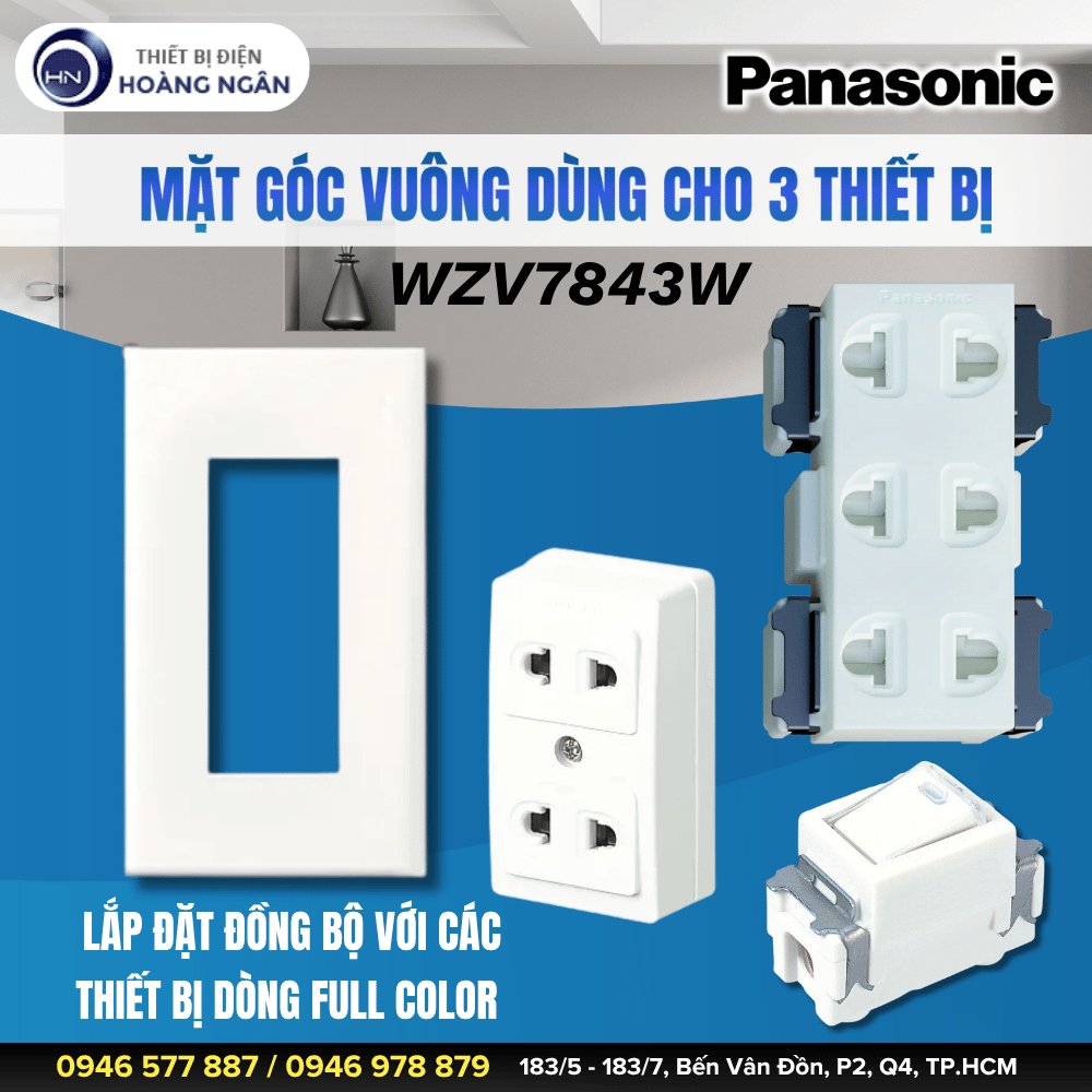 Mặt Góc Vuông Dùng Cho 3 Thiết Bị Panasonic WZV7843W