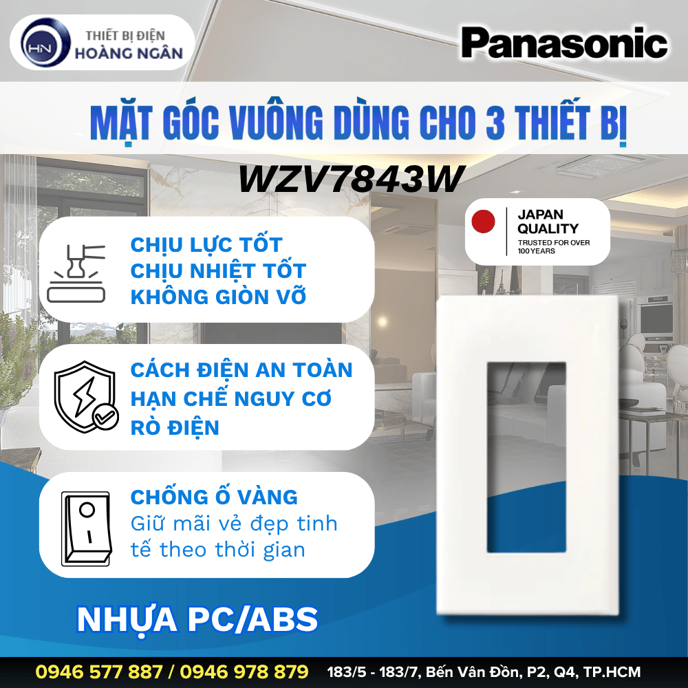 Mặt Góc Vuông Dùng Cho 3 Thiết Bị Panasonic WZV7843W