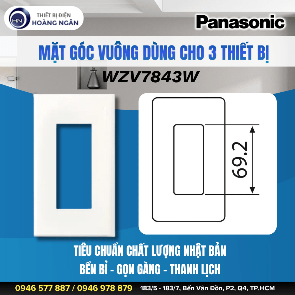 Mặt Góc Vuông Dùng Cho 3 Thiết Bị Panasonic WZV7843W
