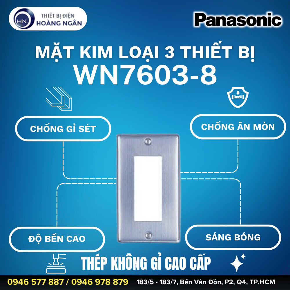 Mặt Kim Loại Dùng Cho 3 Thiết Bị WN7603-8 Panasonic
