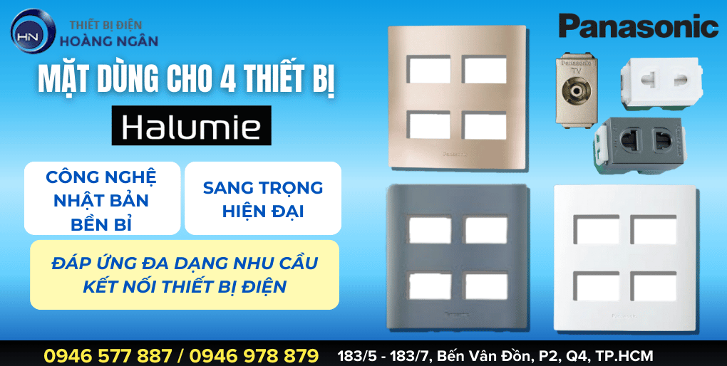 Mặt Ổ Cắm Công Tắc Dùng Cho 4 Thiết Bị Panasonic Halumie Series