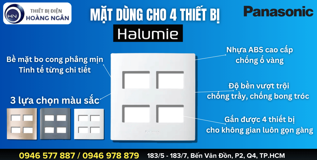 Mặt Ổ Cắm Công Tắc Dùng Cho 4 Thiết Bị Panasonic Halumie Series