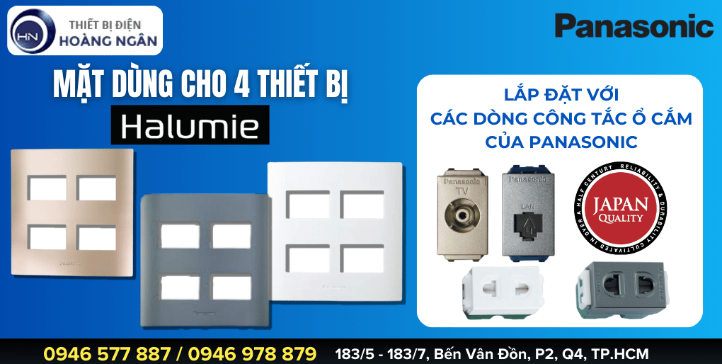 Mặt Ổ Cắm Công Tắc Dùng Cho 4 Thiết Bị Panasonic Halumie Series