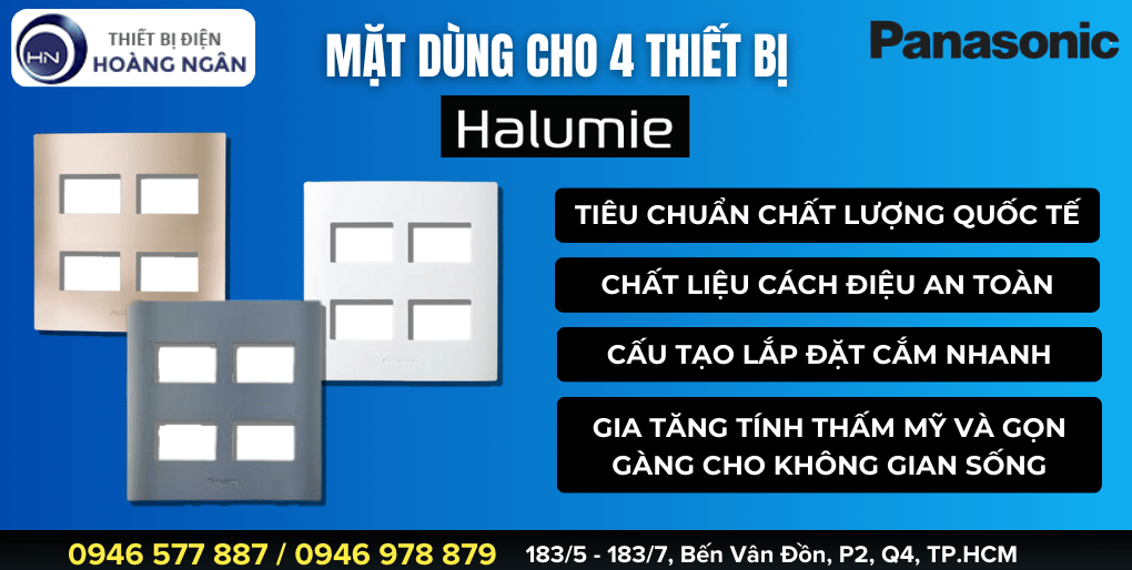 Mặt Ổ Cắm Công Tắc Dùng Cho 4 Thiết Bị Panasonic Halumie Series