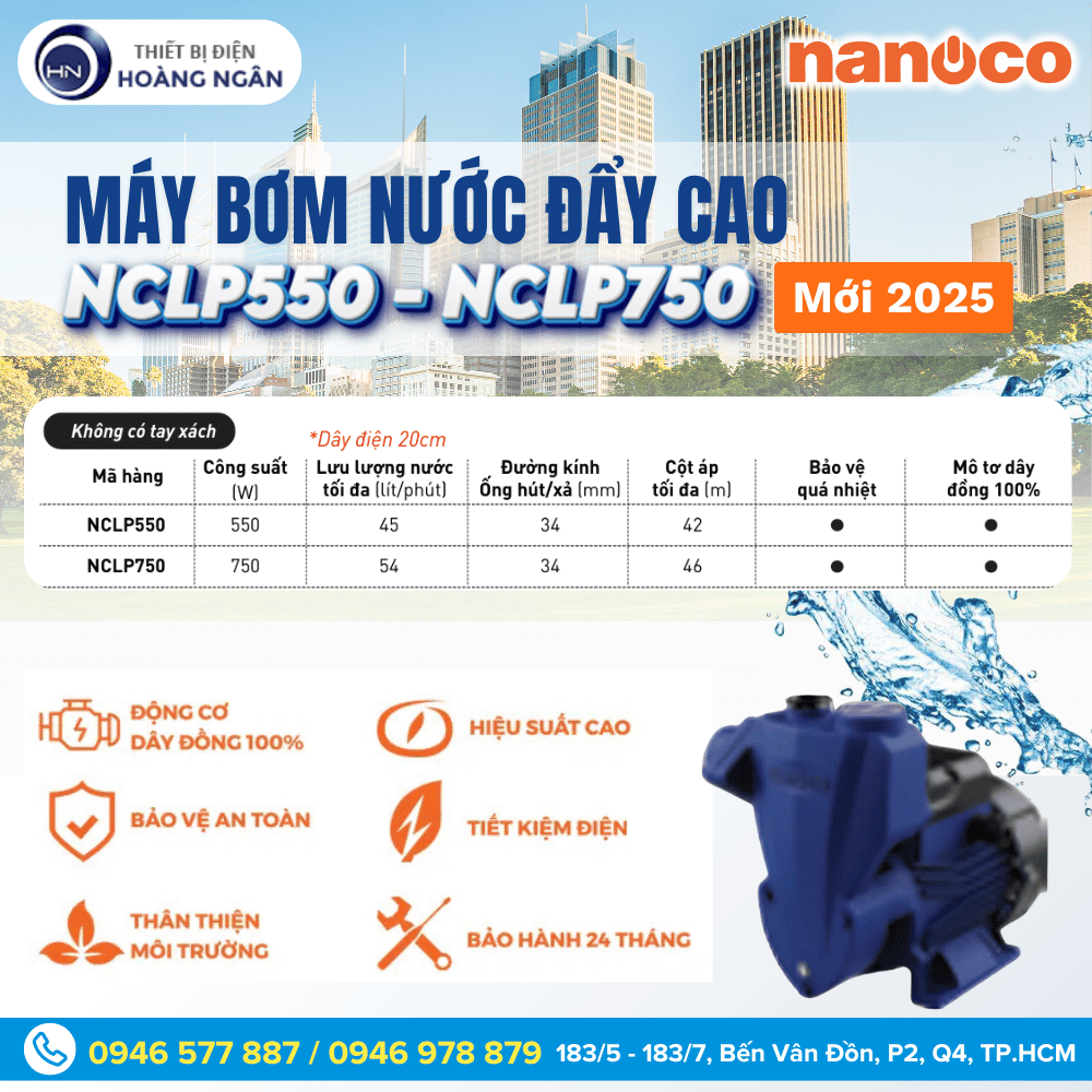 Máy Bơm Nước Đẩy Cao Nanoco NCLP550NCLP750