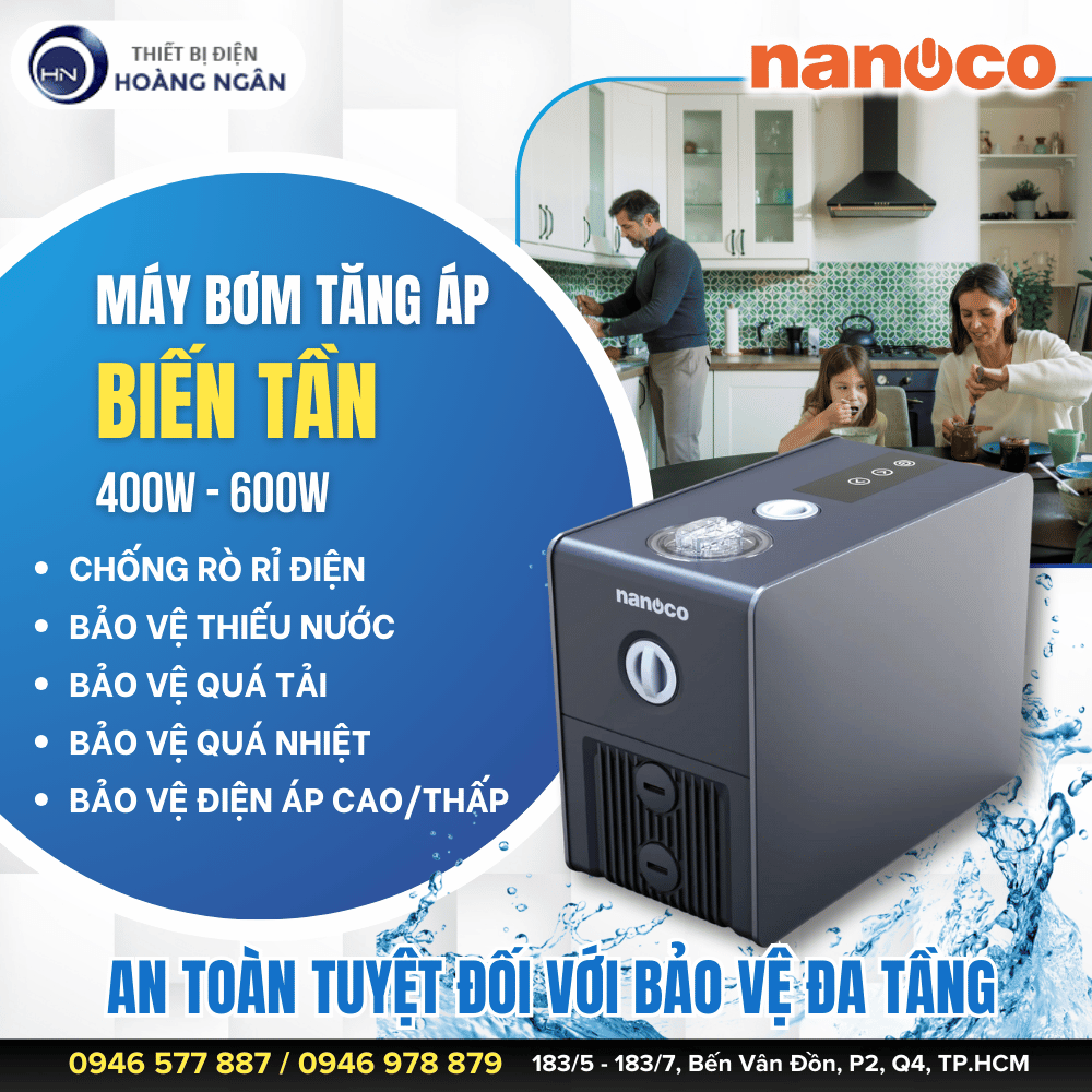 Máy Bơm Tăng Áp Biến Tần Nanoco NIP400, NIP600