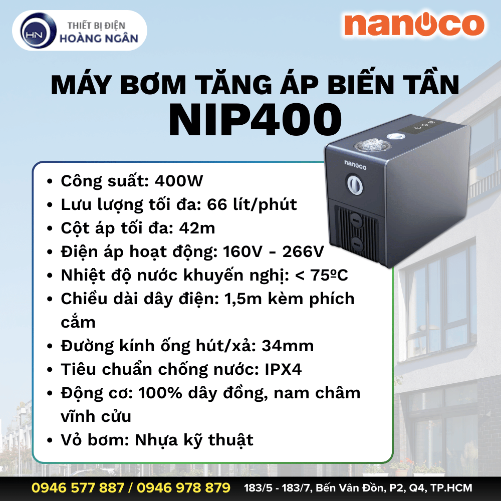 Máy Bơm Tăng Áp Biến Tần Nanoco NIP400