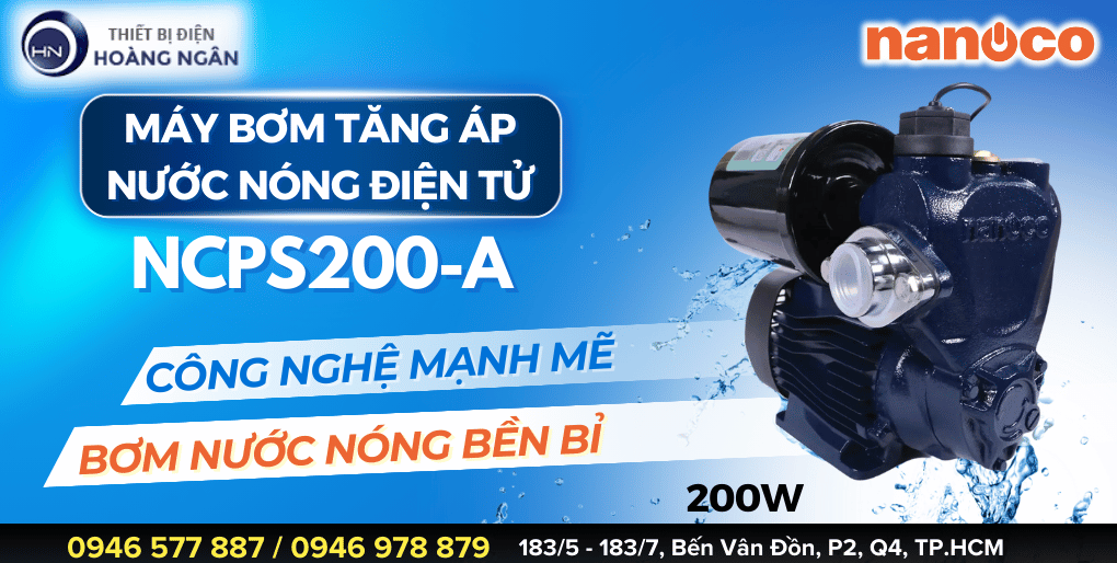 Máy Bơm Tăng Áp Điện Tử Nước Nóng Nanoco NCPS200-A 200W