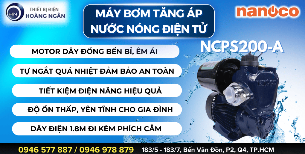 Máy Bơm Tăng Áp Điện Tử Nước Nóng Nanoco NCPS200-A 200W