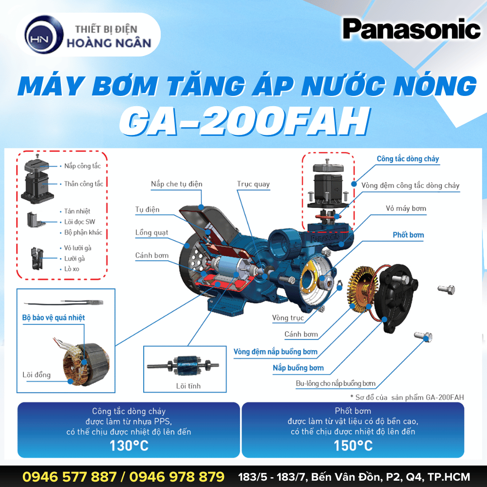 Máy Bơm Tăng Áp Nước Nóng Panasonic GA-200FAH