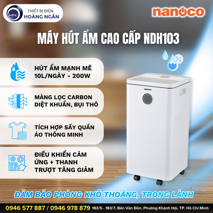 Máy Hút Ẩm 10L Nanoco NDH103