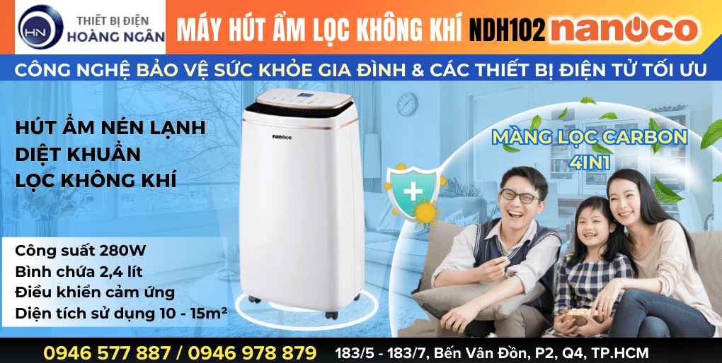 Máy Hút Ẩm Lọc Không Khí Nanoco NDH102