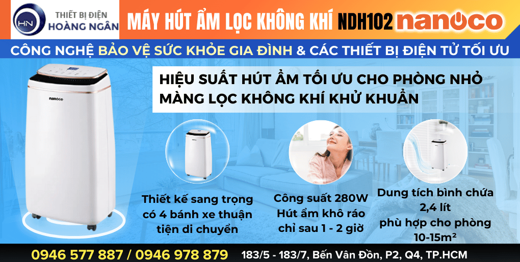 Máy Hút Ẩm Lọc Không Khí Nanoco NDH102