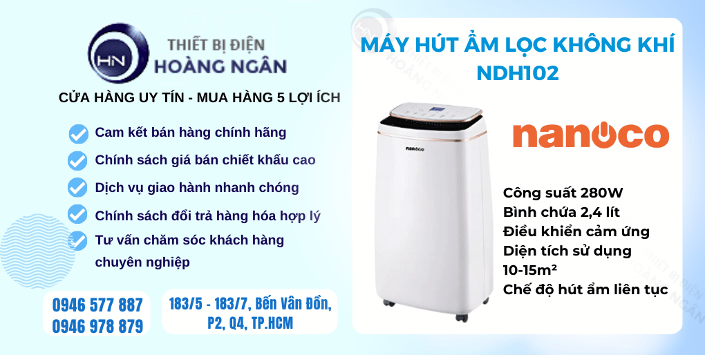 Máy Hút Ẩm Lọc Không Khí Nanoco NDH102