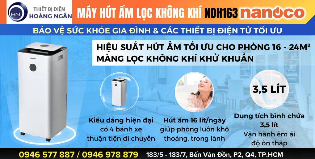 Máy Hút Ẩm Lọc Không Khí Nanoco NDH163