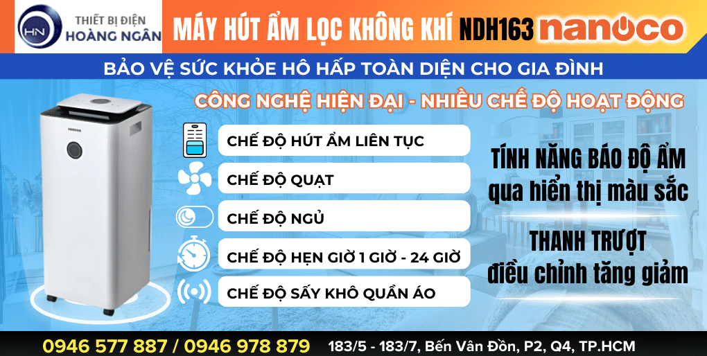 Máy Hút Ẩm Không Khí Nanoco NDH163