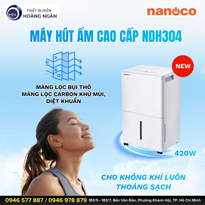 Máy Hút Ẩm Nanoco NDH304