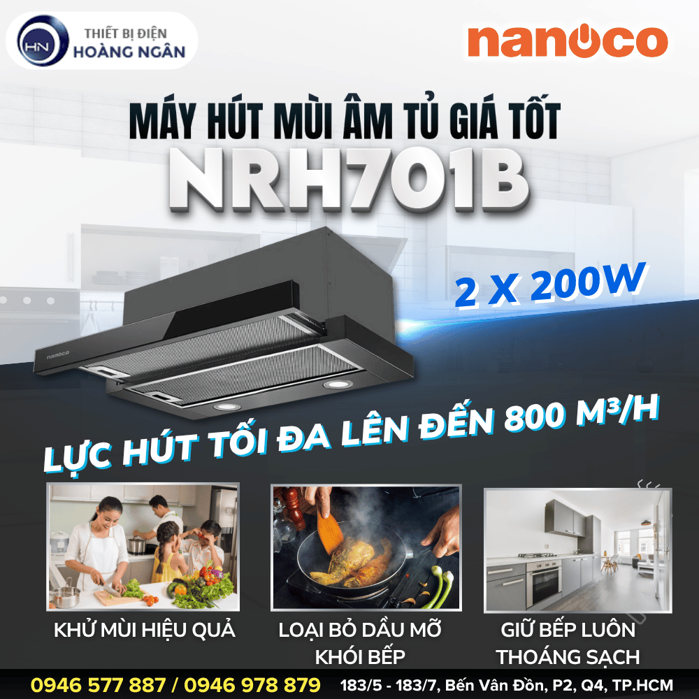 Máy Hút Mùi Âm Tủ Nanoco NRH701B