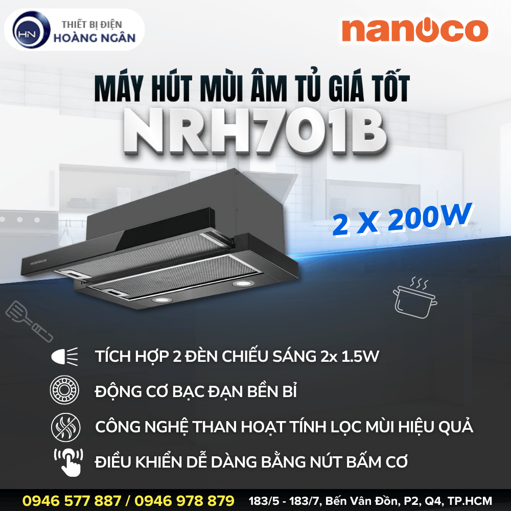 Máy Hút Mùi Âm Tủ Nanoco NRH701B