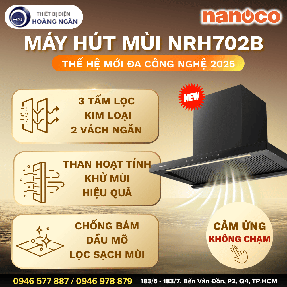 Máy Hút Mùi Bếp Cảm Ứng Không Chạm Nanoco NRH702B