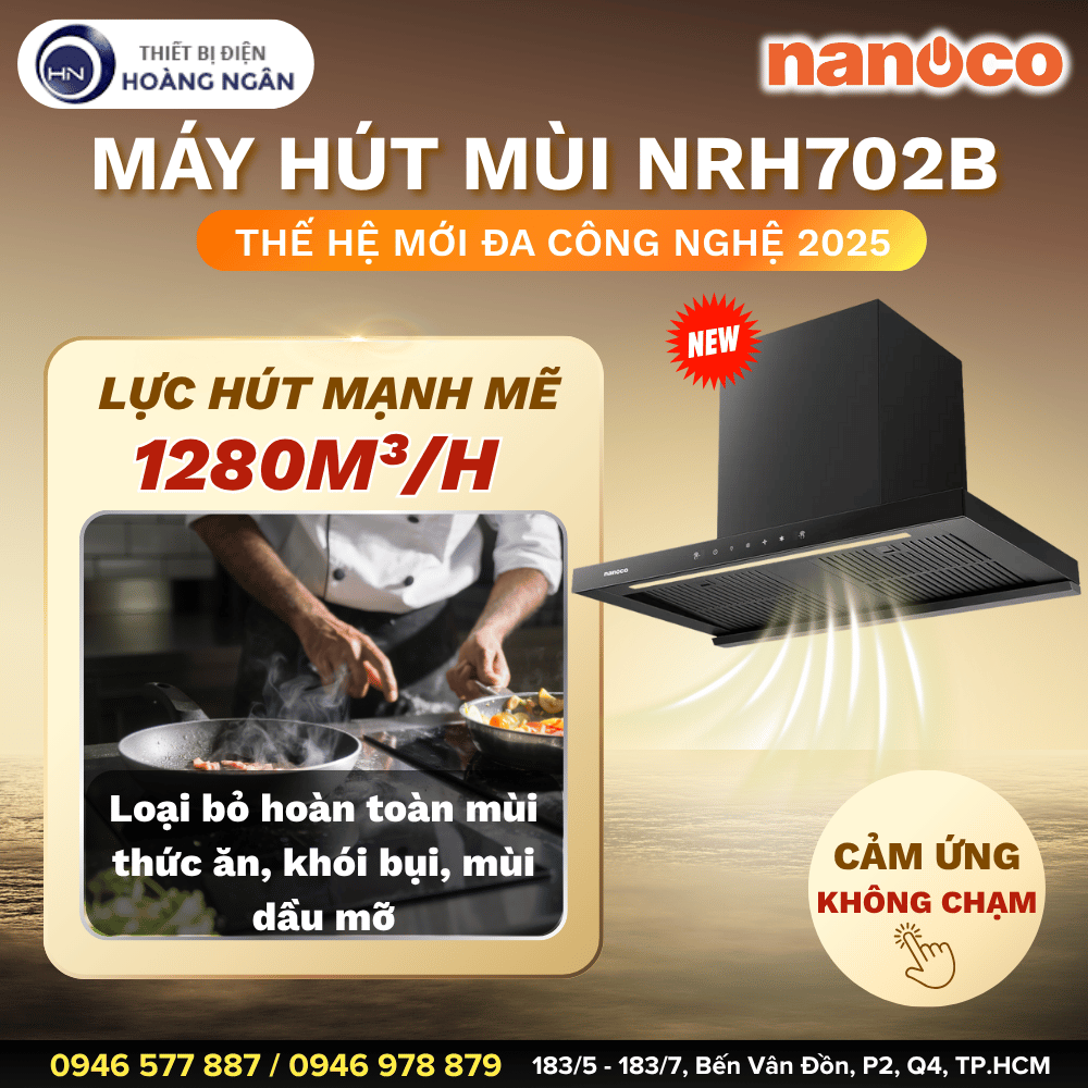 Máy Hút Mùi Bếp Cảm Ứng Không Chạm Nanoco NRH702B