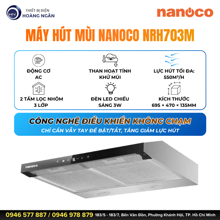 Máy Hút Mùi Bếp Nanoco NRH703M