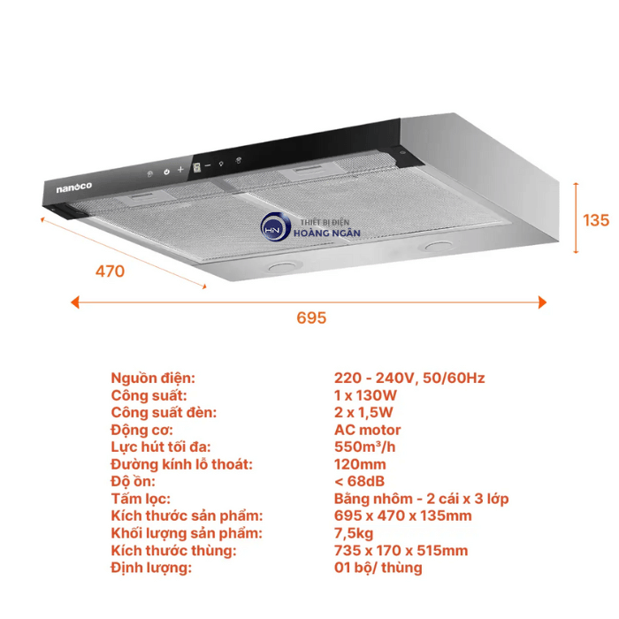 Máy Hút Mùi Bếp NRH703M Nanoco