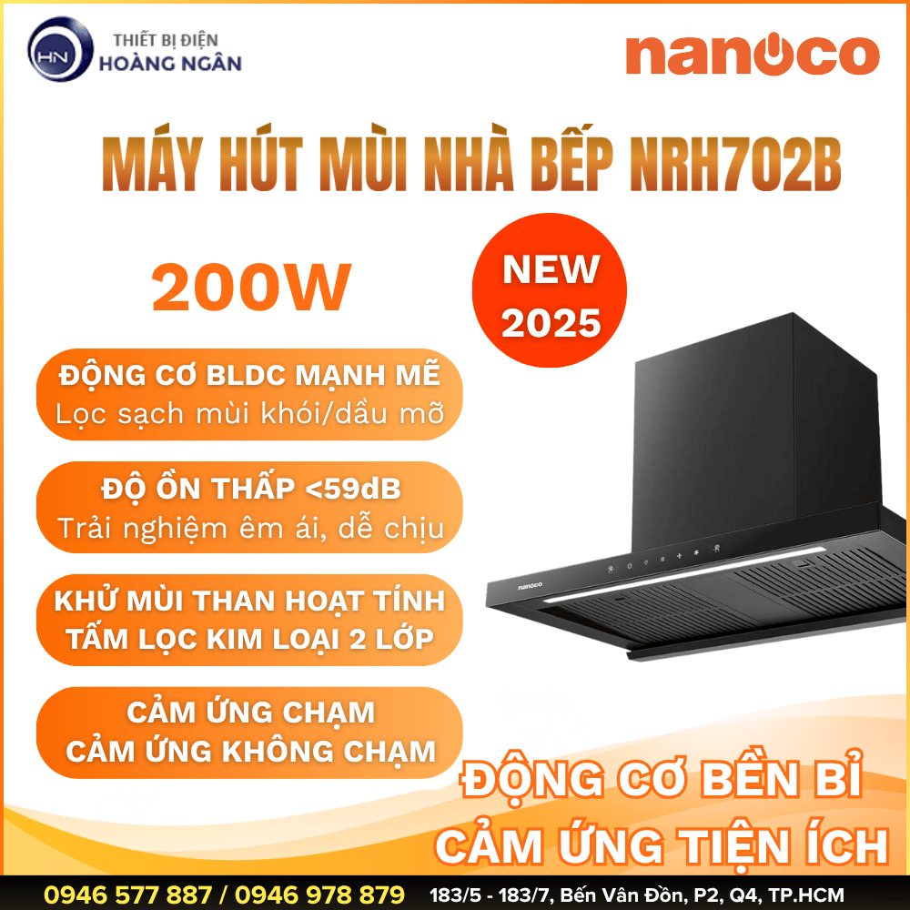 Máy Hút Mùi Nhà Bếp Giá Rẻ Nanoco NRH701B