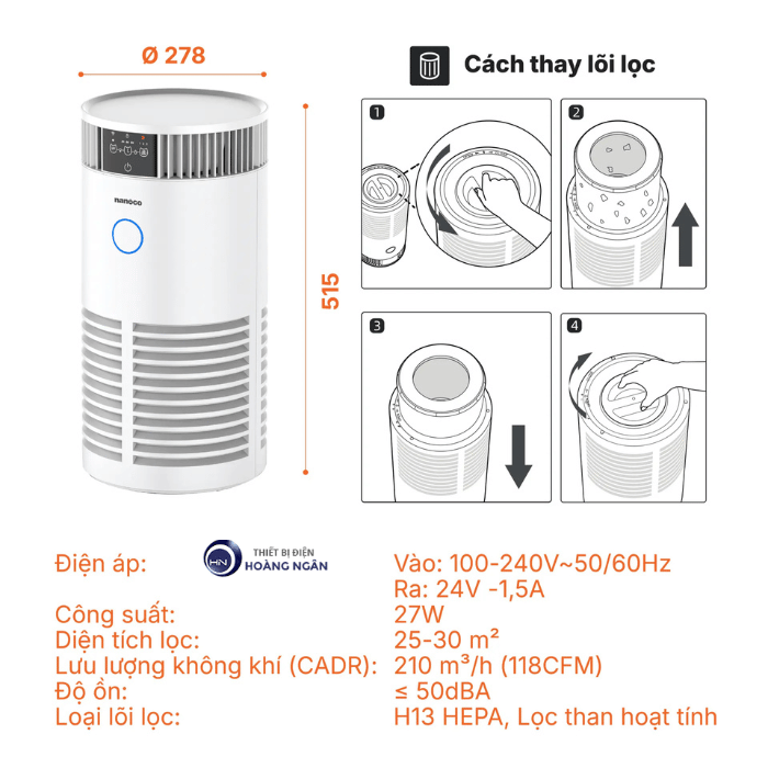 Máy Lọc Không Khí Nanoco NAP2725