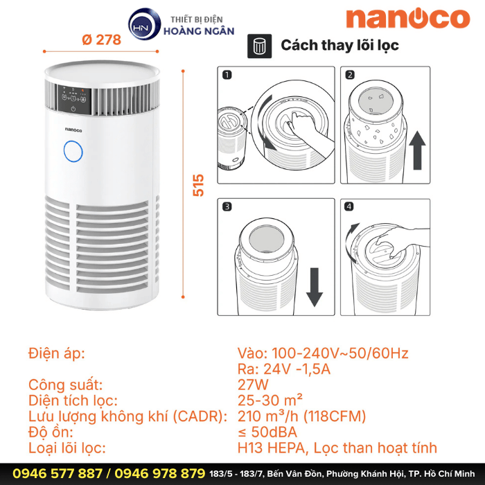 Máy Lọc Không Khí Nanoco NAP2725